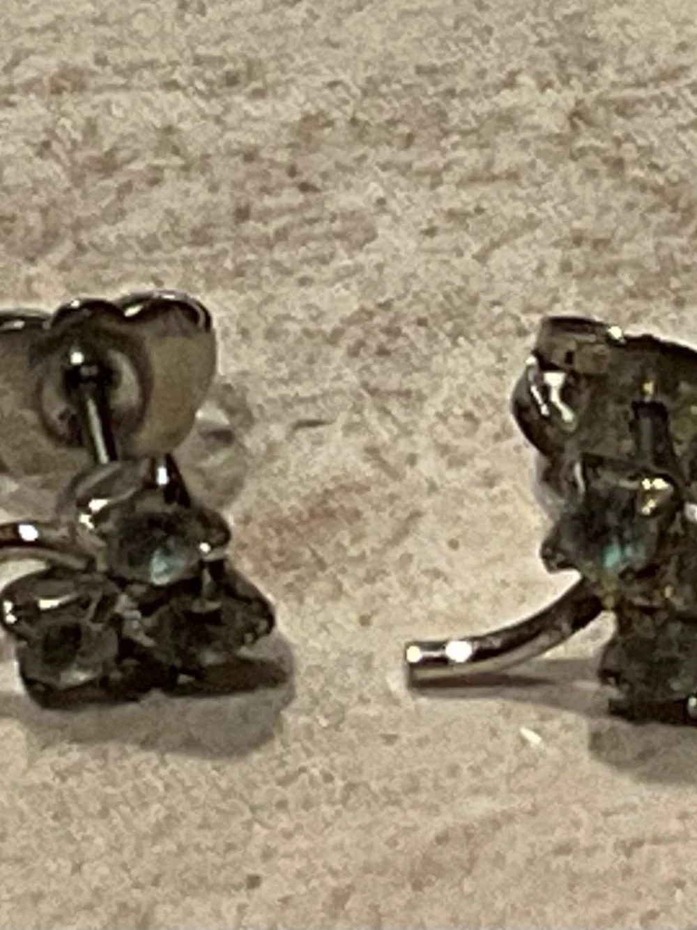 Rhinestone pierced earrings silvertone vintage 1”